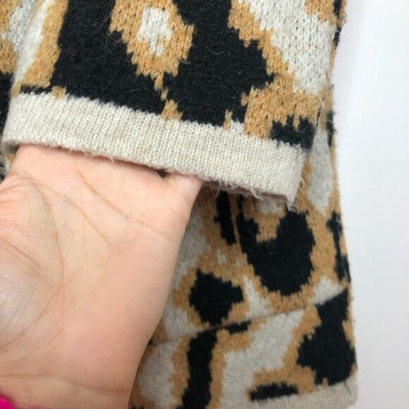 Anthropologie Leopard Print Cardigan Maeve Menagerie Animal Oversized Sweater XS - Picture 6 of 8